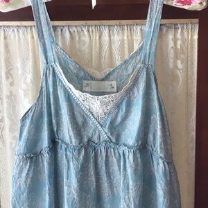 Anthropologie Blue and White Lace Chemise